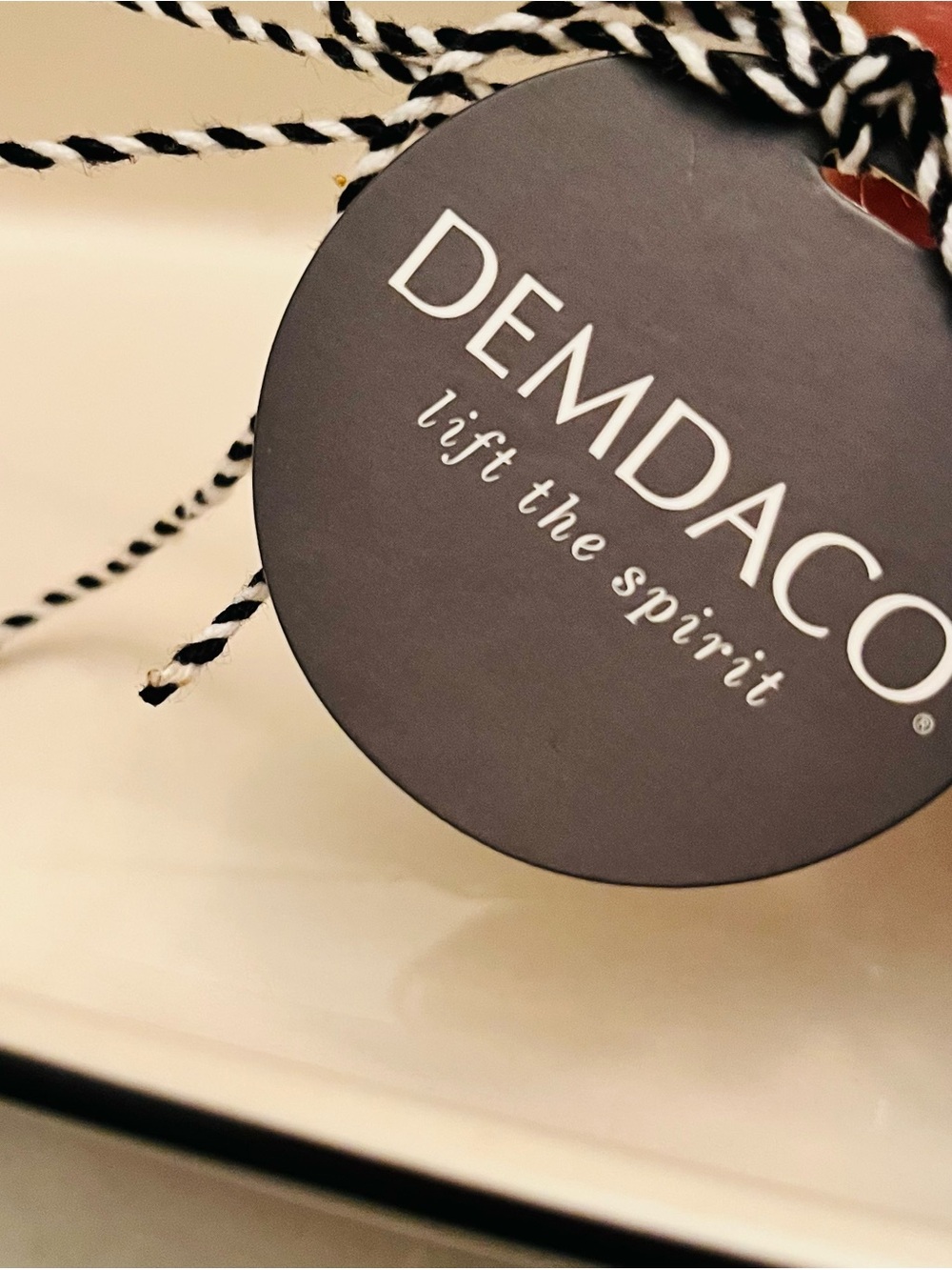 Demdaco Cream 'Made for You' Ceramic Baking Dish w/Black Trim & Stylish Script - Picture 3 of 9